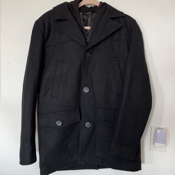 Black Rivet Jackets & Coats Mens Black Rivet Wool Blend Hooded Pea